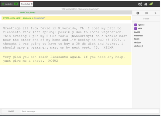 IRC in KiwiChat Web Interface